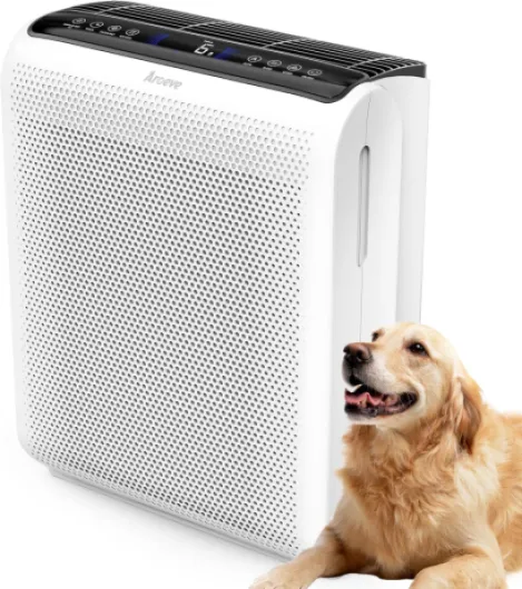 Air Purifiers for Bedroom Home Large Room Up to 1504 Ft², 5 Layer Filter for Smoke Pollen Allergies Pet Dander Odor, Air Quality Monitor, Sleep Mode, Timer for Office, Dorm, Kitchen, MK07 White White Medium