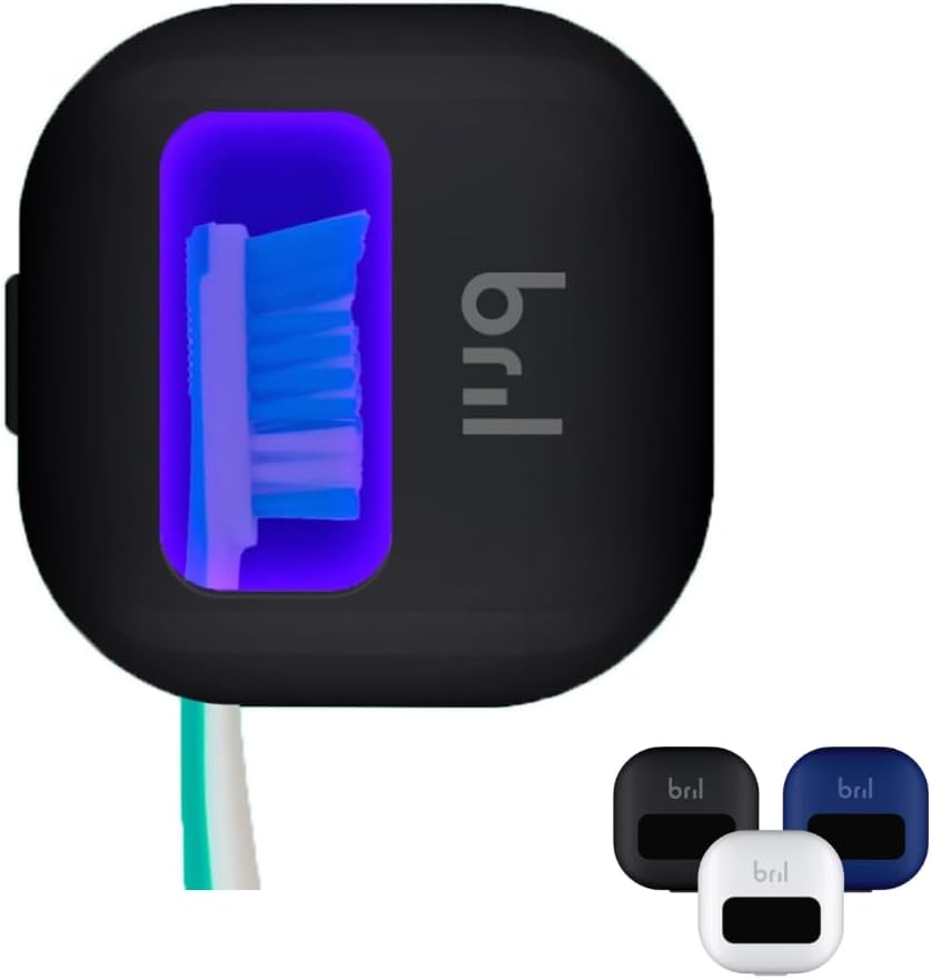 UV-C Toothbrush Sanitizer and Holder, Portable Cleaner, Travel Cover, Magnetic Holder, and Rechargeable Case for Any Size Toothbrush, Black