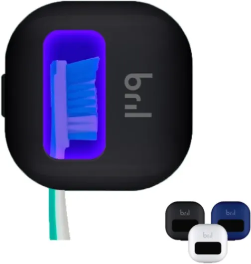 UV-C Toothbrush Sanitizer and Holder, Portable Cleaner, Travel Cover, Magnetic Holder, and Rechargeable Case for Any Size Toothbrush, Black