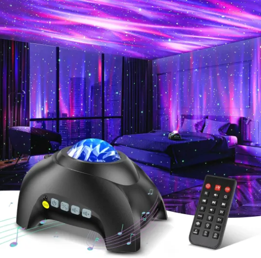 Northern Galaxy Light Aurora Projector with 33 Light Effects, LED Star Projector for Bedroom Nebula Lamp, Remote Control, White Noises, Bluetooth Speaker for Parties Black