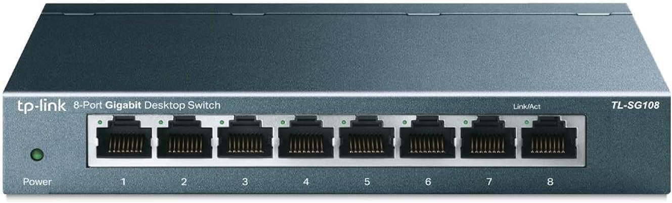 TP-Link 8 Port Gigabit Ethernet Network Switch - Ethernet Splitter - Plug & Play - Fanless - Sturdy Metal w/ Shielded Ports - Traffic Optimization - Unmanaged - Lifetime Protection (TL-SG108)