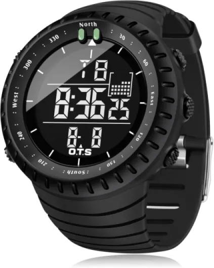 Men's Digital Sports Watch Waterproof Tactical Watch with LED Backlight Watches for Men Black