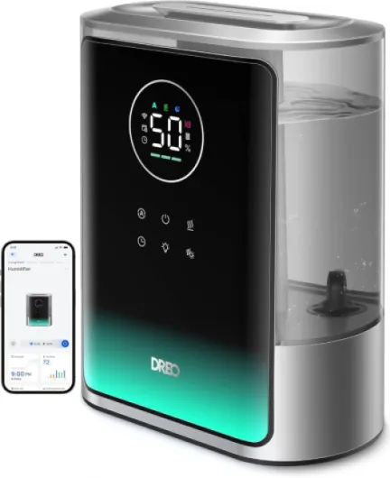 8L Smart Humidifier Large Room 600ft², HM717S, 80H Runtime Supersized Warm and Cool Mist Humidifiers for Bedroom Baby, 28dB Quiet Air Humidifier for Plants Indoor, Home, Whole House, Silver