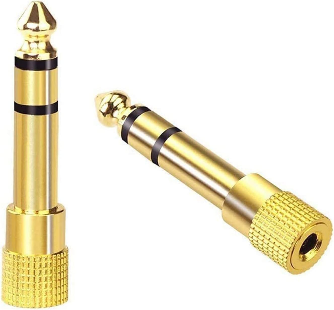 6.35mm (1/4 inch) Male to 3.5mm (1/8 inch) Female Stereo Audio Jack Adapter for Aux Cable, Guitar Amplifier, Headphone, 2 Pack