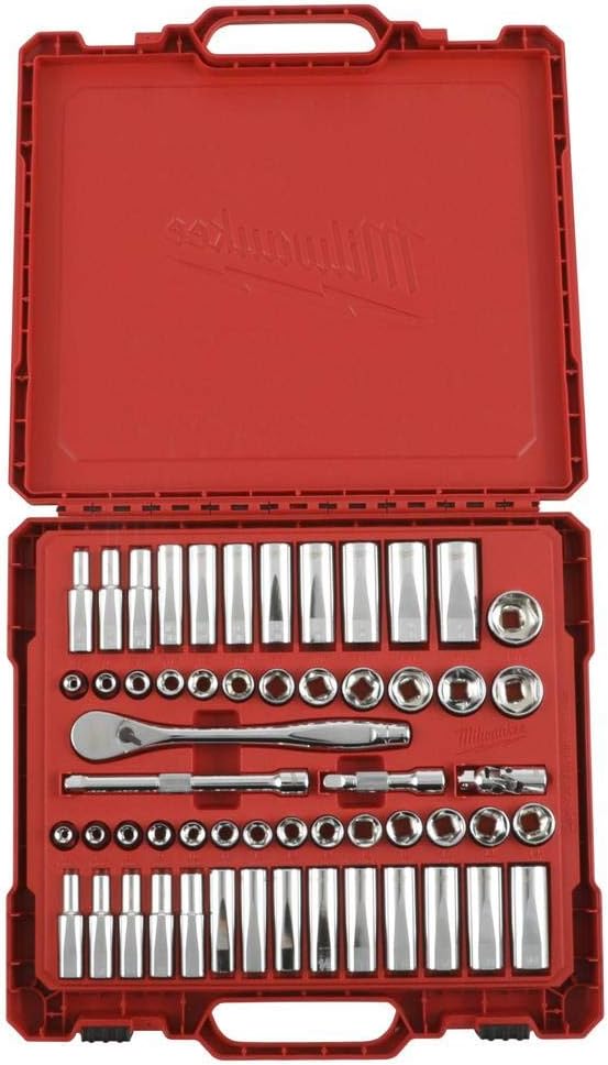 Milwaukee 3/8 in - Drive SAE/Metric Ratchet and Socket Mechanics Tool Set (56-Piece)