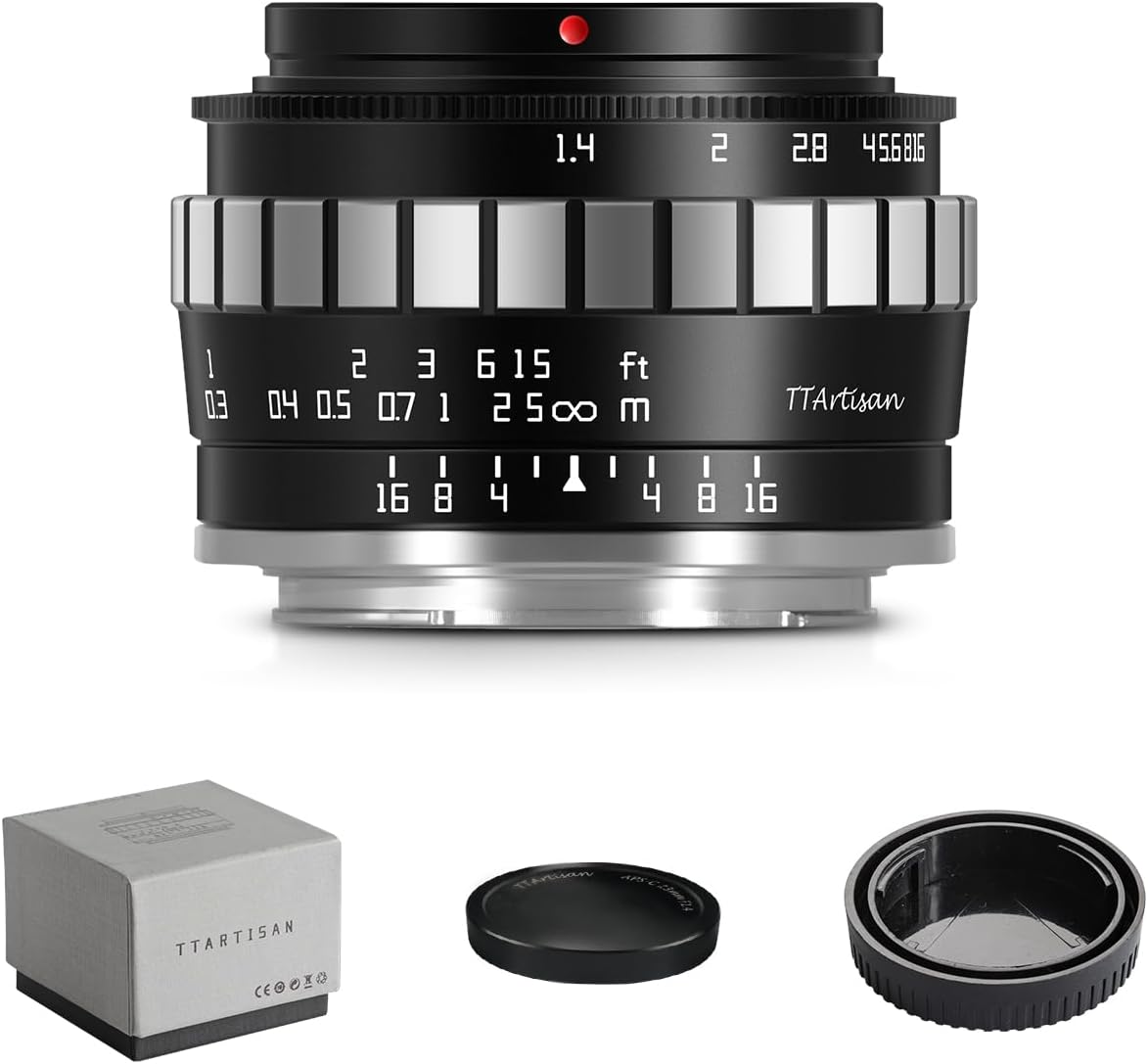 23mm F1.4 APS-C Lenses for Fuji X-Mount X-A1 X-A10 X-A3 X-A7 X-M1 X-M5 X-H1 X-H2S X-T1 X-T10 X-T2 X-T3 X-T4 X-T100 X-T30 II X-T50 X-PR01 X-PR03 X-E4 X-S20 Fuji X Black&Silver