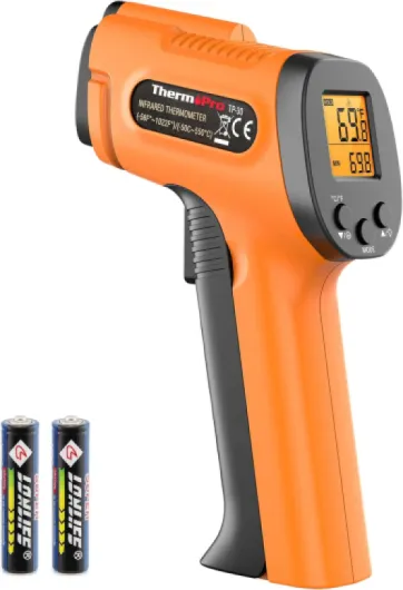 TP30 Infrared Thermometer Gun, Laser Thermometer for Cooking, Pizza Oven, Griddle, Engine, HVAC, Laser Temperature Gun with Adjustable Emissivity & Max Measure -58°F ~1022°F (Not for Human) 1 Laser & D:S 12:1