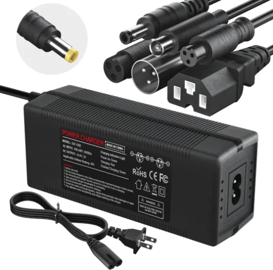 48V Lithium Battery Charger, 54.6V 2A Universal Electric Charger for Ebike Battery, 7-in-1 Charger for Hiboy Titan/Titan Pro /P6 /HeyBike/Sondors/Rad Power (for 48V Lithium Battery Only)