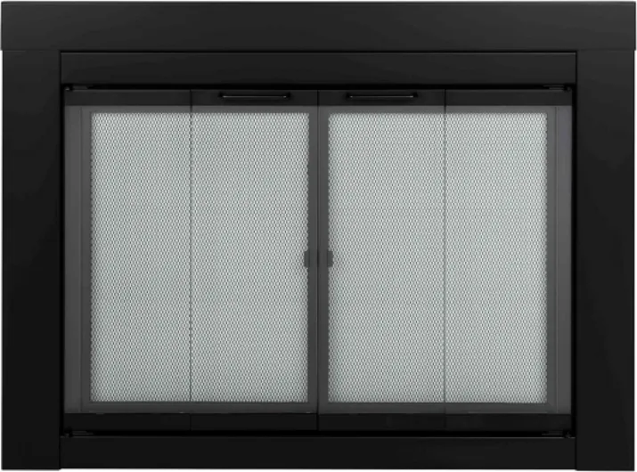 AT-1002 Ascot Fireplace Glass Door, Black, Large