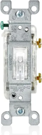 15-Amp Toggle LED Illuminated Single-Pole Switch, L1461-2C, Clear