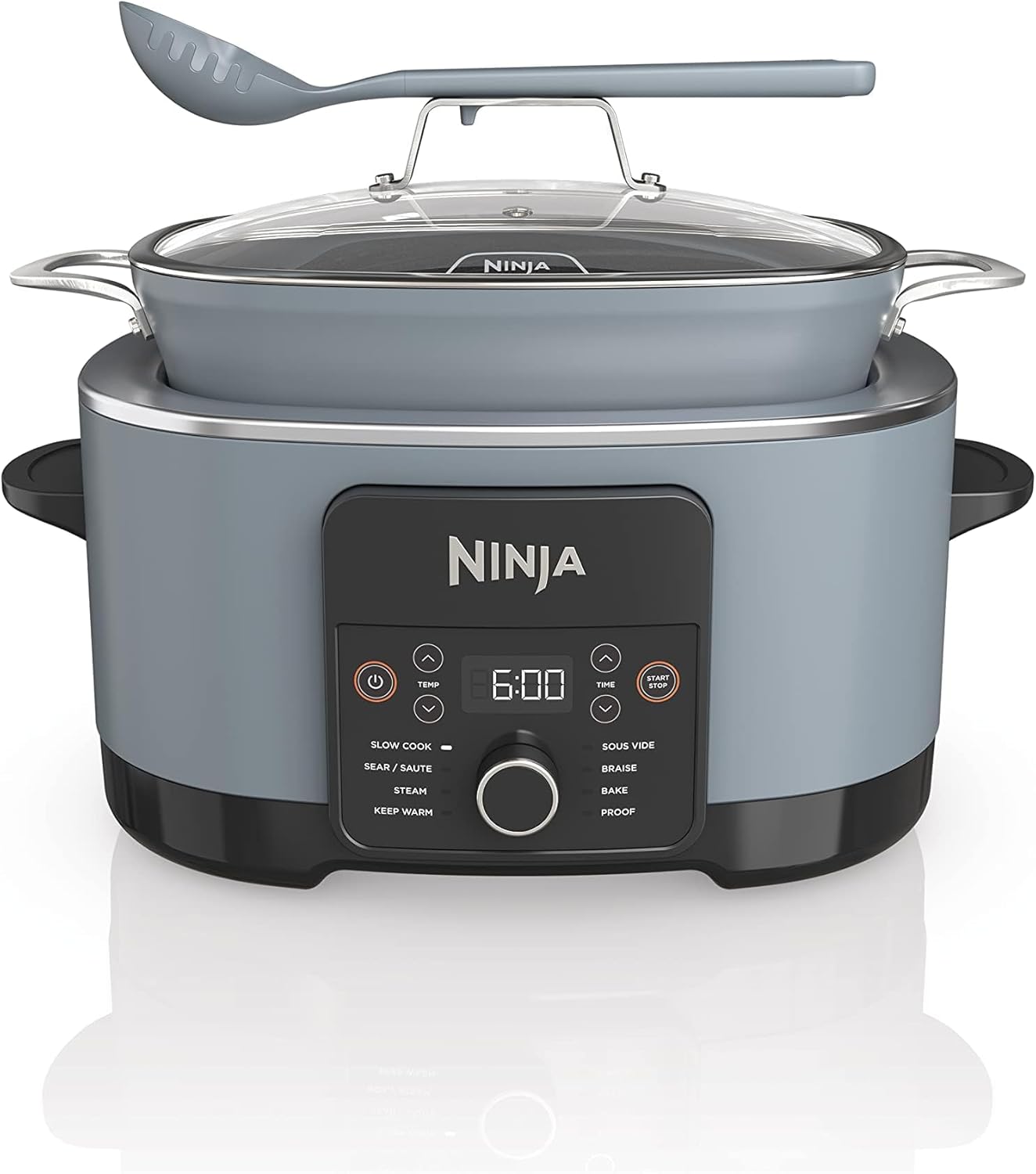 MC1001 Foodi PossibleCooker PRO 8.5 Quart Multi-Cooker, with 8-in-1 Slow Cooker, Dutch Oven, Steamer, Glass Lid Integrated Spoon, Nonstick, Oven Safe Pot to 500°F, Sea Salt Gray Sea Salt Gray 8.5 Quarts
