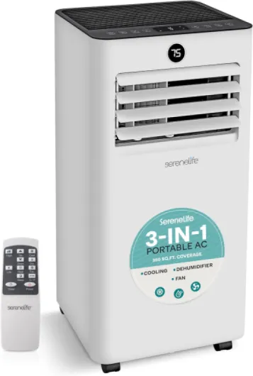10,000 BTU Portable Air Conditioner, 3-in-1 AC with Cooling, Dehumidifier and Fan, Energy Efficient Mini AC Unit with 450 Sq - Ft - Coverage, Includes Window Mount Kit, (Gray)
