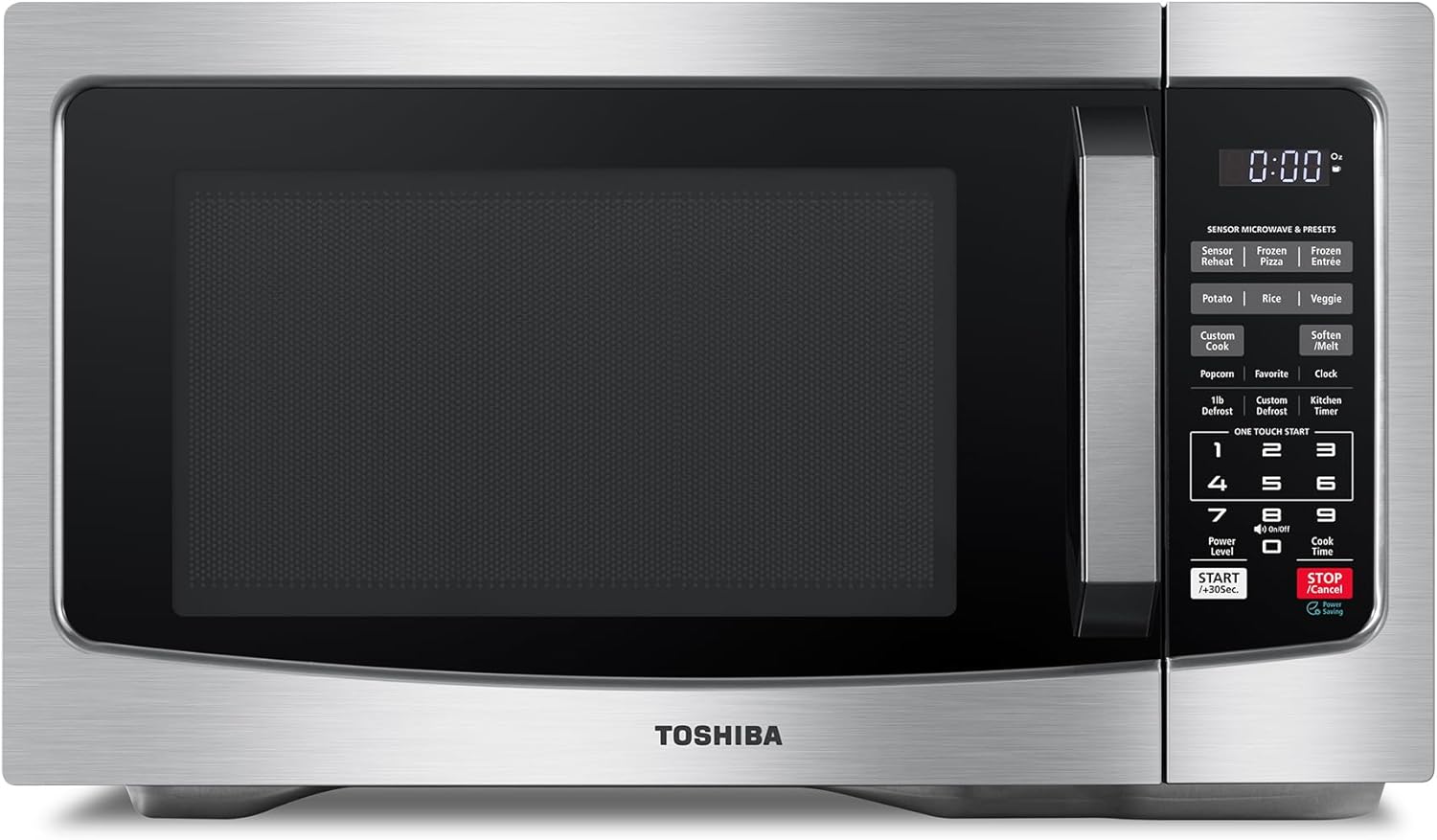 EM131A5C-SS Countertop Microwave Ovens 1.2 Cu Ft with 12.4" Removable Turntable Smart Humidity Sensor, 12 Auto Menus Mute Function ECO Mode Easy Clean Interior, 1000W, Silver 1.2 Cu.Ft.-Silver