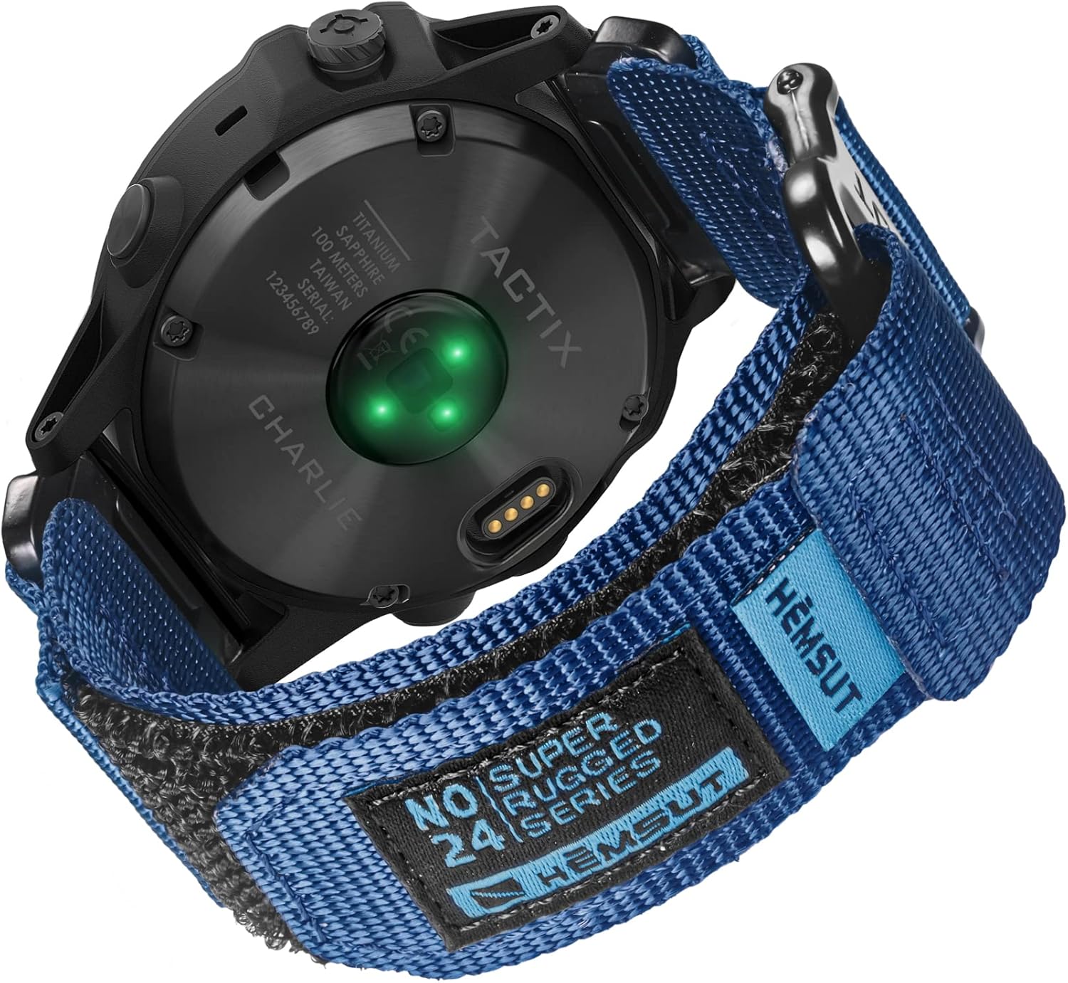Compatible With Garmin Watch Band, Super Rugged Nylon Sports Strap With Woven Loop Design For Fenix/Forerunner/Approach/MARQ/Quatix/D2 Series, Tough Replacement Band For Men Women Blue 22mm / Large (8.2'' to 9.4'')