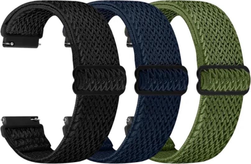 Quick Release Watch Band - Choice of Width -18mm 19mm 20mm 22mm 24mm Watch Bands, Solo Loop Adjustable Elastic Nylon Watch Straps Replacement Wristband for Men Women Black+Blue+Green 22mm