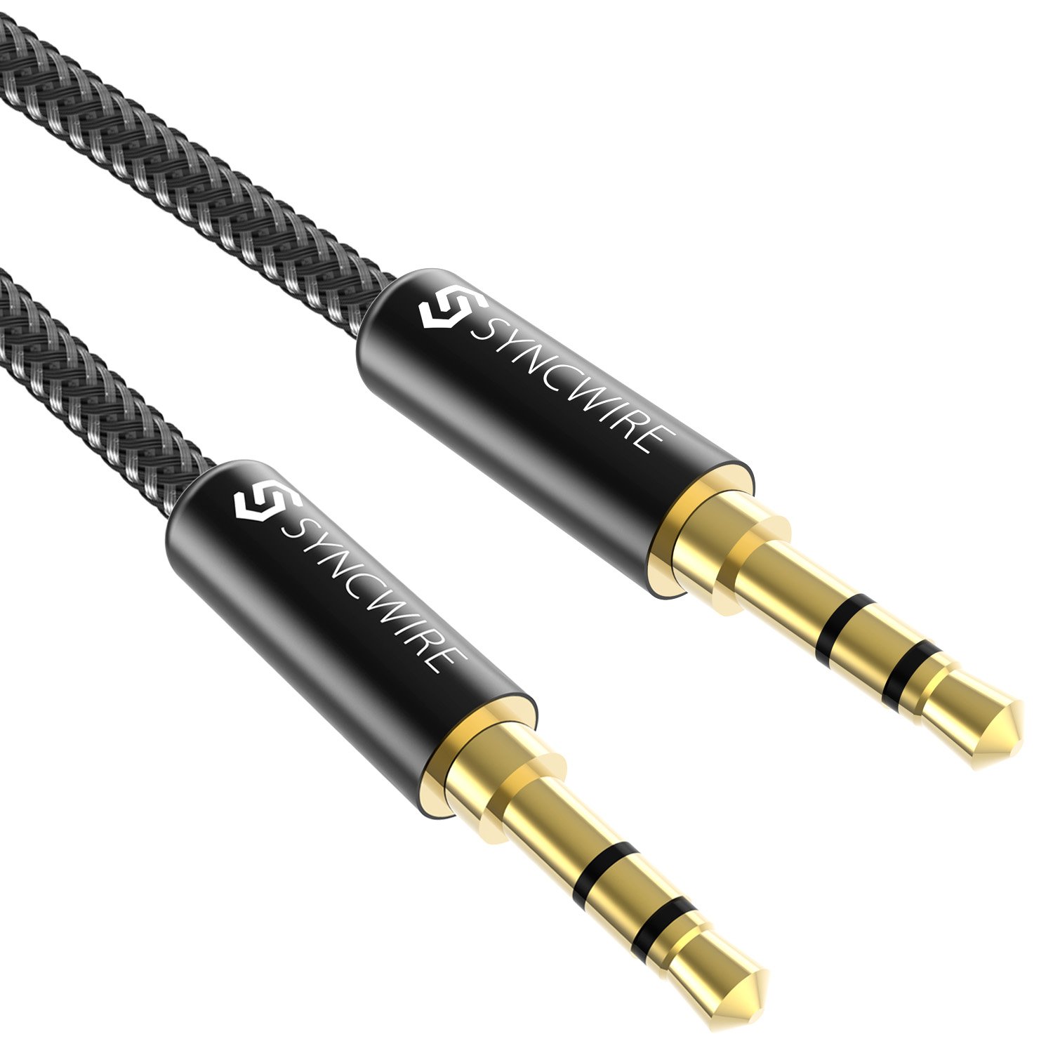 3.5mm Nylon Braided Aux Cable (3.3ft/1m,Hi-Fi Sound), Audio Auxiliary Input Adapter Male to Male Cord for Headphones, Car, Home Stereos, Speaker, iPhone, iPad, iPod, Echo & More – Black 3.3 ft (1 m) Black