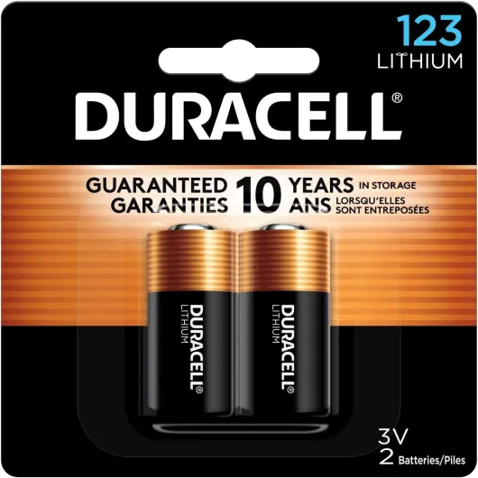 CR123A 3V Lithium Battery, 2 Count Pack, 123 3 Volt High Power Lithium Battery, Long-Lasting for Home Safety and Security Devices, High-Intensity Flashlights, and Home Automation