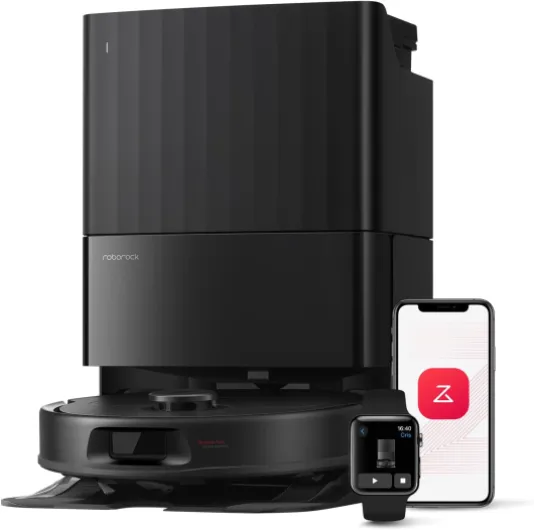 Qrevo Series Robot Vacuum and Mop, 8000Pa Suction, Upgraded from Qrevo S, Anti-Tangle Brushes, Smart Obstacle Avoidance, Auto Mop Washing, All-in-One Dock, 200RPM Spinning Mops, Black(QV 35A) QV 35A Black