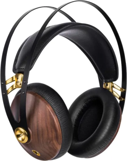 99 Classics Walnut Gold - Wooden Closed-Back Headphones for Audiophiles - Gaming - Podcasts - Home Office - Wired Over-Ear Headphones with Mic and Self Adjustable Headband