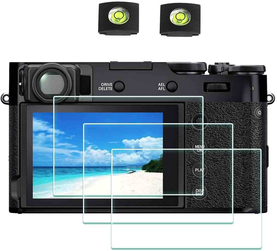 Screen Protector for Fujifilm X100VI X100V Fuji X-100VI X-100V Camera [3Pack] with Hot Shoe Cover, 0.3mm 9H Hardness Tempered Glass Cover Anti-Scrach Anti-Fingerprint Anti-Bubble