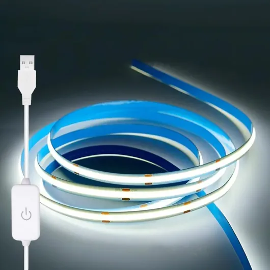 A 5V USB LED Light Strip, COB LED Strip Lights, White 5V LED Lights, Small LED Strip Light, TV Lights for TV Under Cabinet Kitchen Living Room Shelving or Displays (White, 3.28ft) White 3.28ft