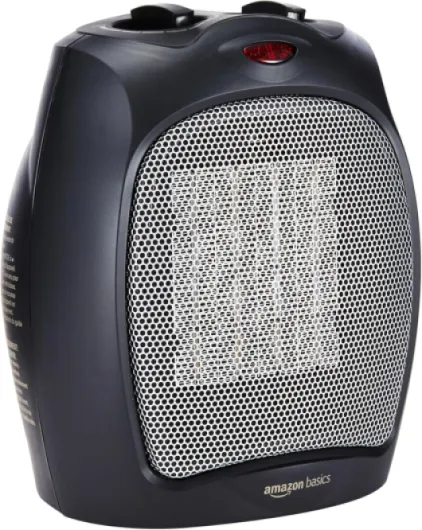Ceramic Space Heater, Portable Indoor Heating Solution, With Overheat and Tip-Over Protection, Thermostat, Non-Oscillating, 1500W, 7.52"D x 6.34"W x 9.45"H, Black Non-oscillating black