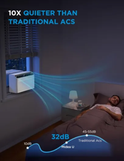 8,000 BTU U Shaped Smart Inverter Window Air Conditioner - Cools 350 Sq Ft, Ultra Quiet with Open Window Flexibility - Alexa/Google Assistant Compatible - 37% Energy Savings, Remote (Updated) 8,000 BTU (Updated)