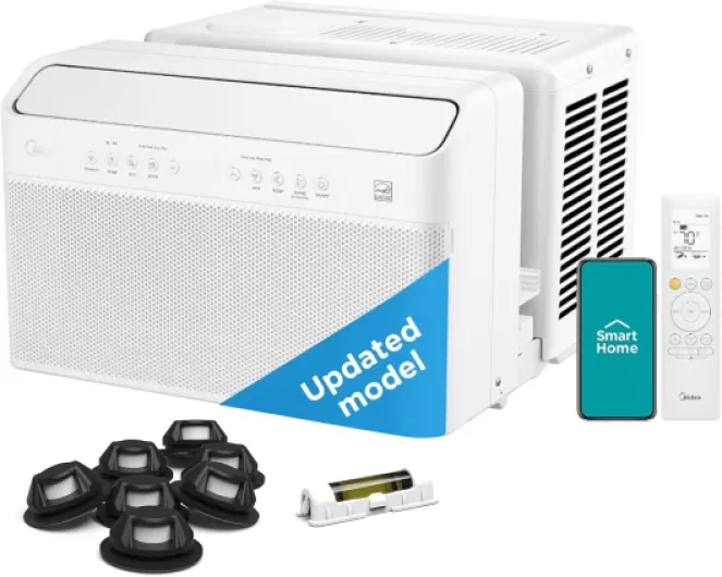 10,000 BTU U Shaped Smart Inverter Window Air Conditioner - Cools 450 Sq Ft, Ultra Quiet with Open Window Flexibility - Alexa/Google Assistant Compatible - 35% Energy Savings, Remote (Updated) 10,000 BTU (Updated)