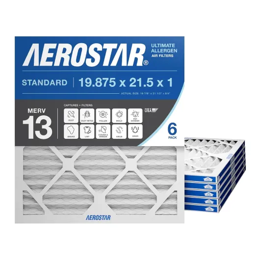 19.875x21.5x1 MERV 13 - 6 Count - Pleated HVAC, Furnace & Air Conditioner Filters - For Bacteria, Dust, Cold & Flu Germs, Lint, Mold, Pet Dander, Allergy-Causing Pollen, Smog, Smoke & Viruses 6 PACK MERV 13 Pro