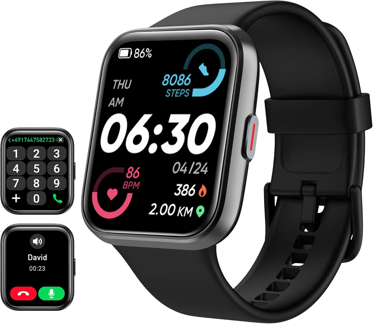 Smart Watch for Men/Women Android & iPhone, Alexa Built-in, 1.8" Touch Screen Fitness Tracker with Answer/Make Calls, 3ATM Waterproof Heart Rate/Sleep/SpO2 Monitor, Pedometer, 100+ Sport Modes Black 1.8