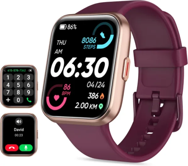 Smart Watch for Men Women(Call Receive/Dial), Alexa Built-in, 1.7" Touch Screen Fitness Tracker with Heart Rate Sleep Tracking, 60 Sports Modes, 5ATM Waterproof Smartwatch for Android iPhone Purple 1.8