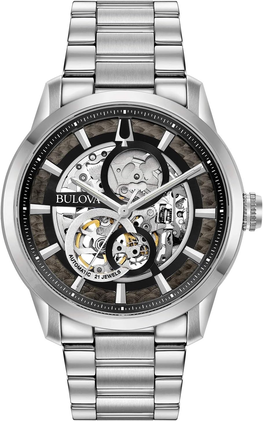 Mens Classic Sutton Automatic Stainless Steel Bracelet Watch Silver-Tone/Black dial Classic Sutton