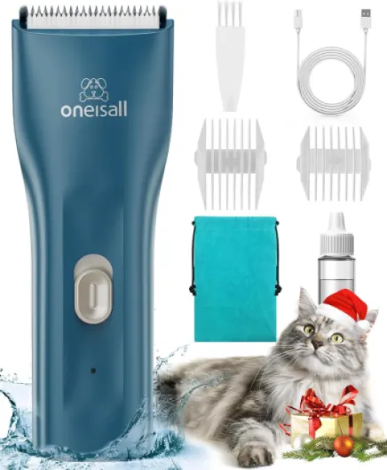 Pet Clipper for Cat Matted Hair, Pet Shaver for Cats Quiet Pet Clippers Waterproof Cordless Cat Clippers for Matted Hair Long Hair with Storage Bag (Green) Standard Green