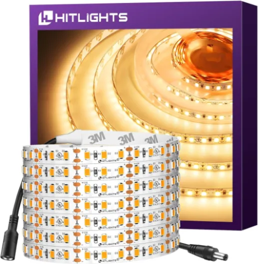 LED Strip Lights Warm White 3000K, 16.4ft High Density Tape Light, UL-Listed, 600 LEDs, 300Lm/ft, 12V Flexible Dimmable Rope Lights for Bedroom, Kitchen, Cabinet (Power Source Not Included) 3000K - 600 Leds Tape Light Warm White
