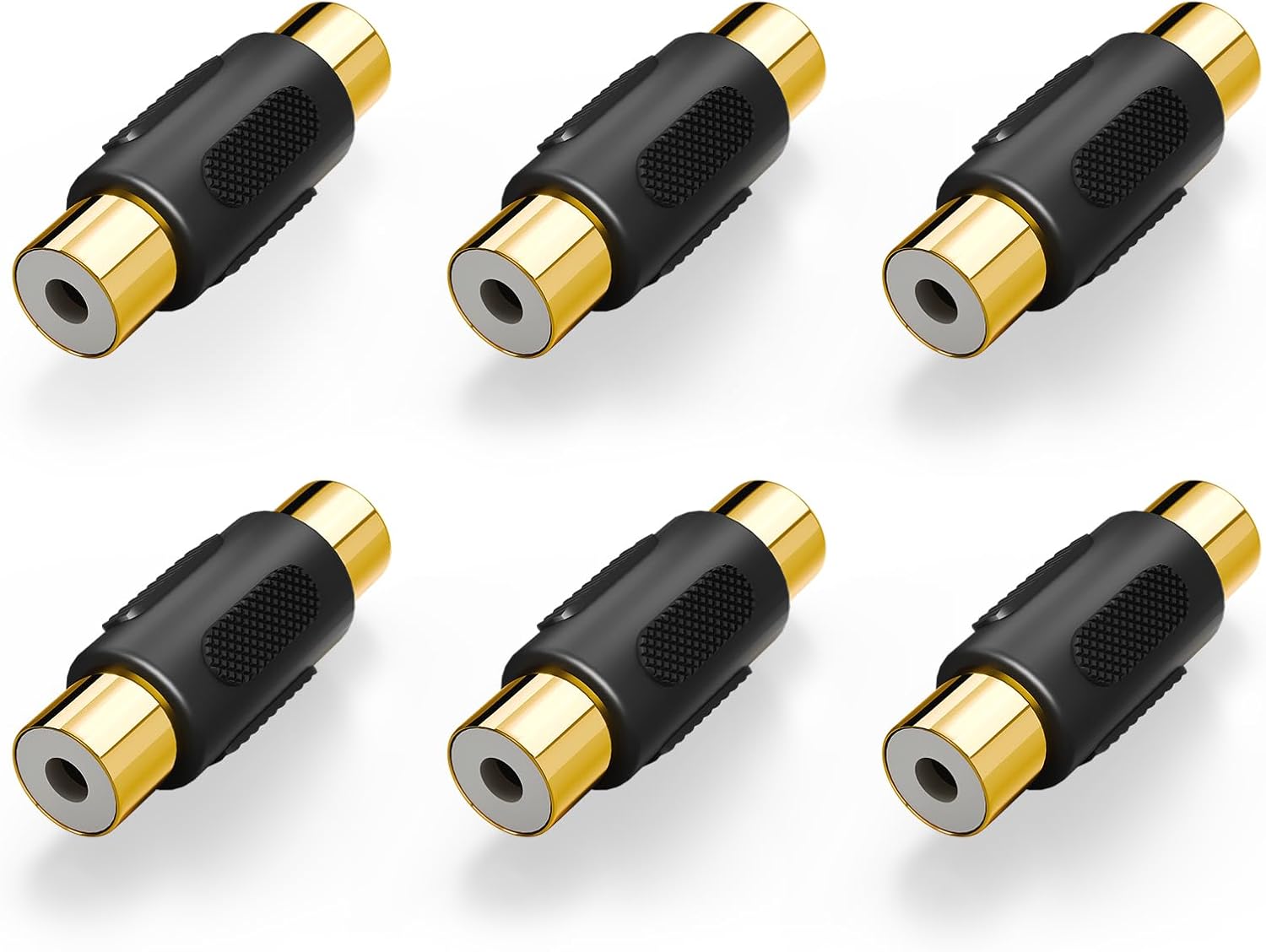 6-Pack Gold Plated RCA Female to RCA Female Coupler,Compatible with Phono,Speaker,RCA Cable,Amplifier