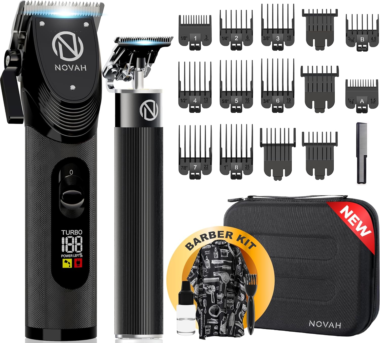 Novah Professional Hair Clippers for Men, Professional Barber Clippers and Trimmer Set, Mens Cordless Clipper, Fade Haircut Kit, Electric Hair Cut Machines