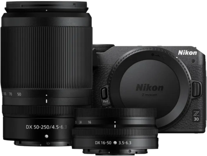 Z 30 with Two Lenses - Our most compact, lightweight mirrorless stills/video camera with wide-angle and telephoto zoom lenses - Nikon USA Model w/ Lens Body + 16-50mm + 50-250mm Lens