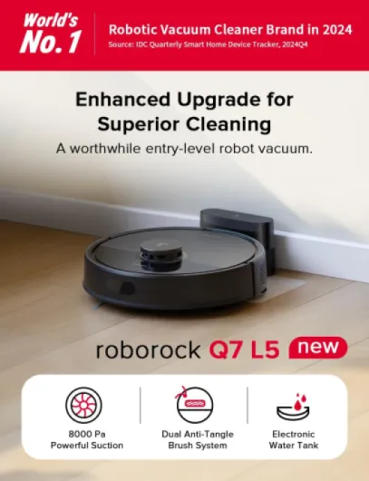 Q7 L5 Robot Vacuum and Mop Combo, 8,000Pa Suction, Upgraded from Q5 Pro, Dual Anti-Tangle System, LiDAR Navigation, Multi-Level Mapping, Self-Charging Robotic Vacuum Cleaner, Black Q7 L5 (Black)