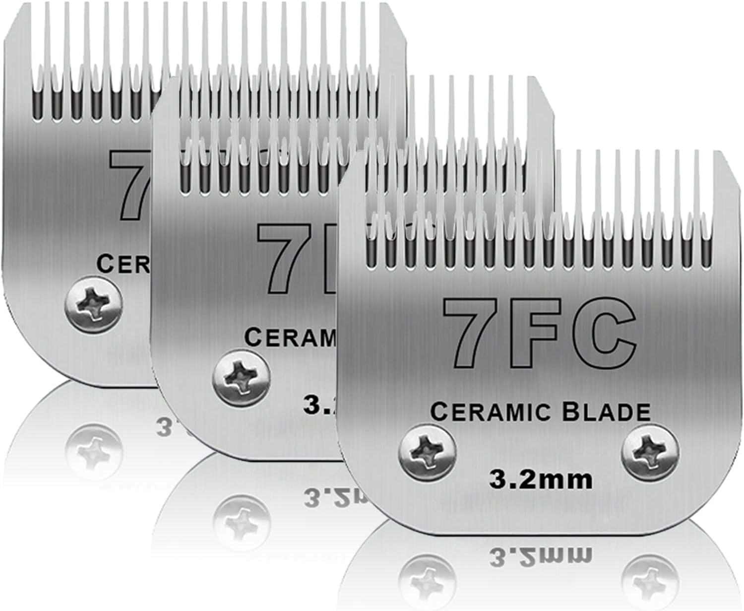 3 Pack 7FC Detachable Pet Dog Grooming Ceramic Blades,Compatible with Andis,Oster A5,Wahl KM-10 Series,Size 7FC Blade 1/8-Inch 3.2MM Cut Length 3pc 7fc:1/8''(3.2mm)