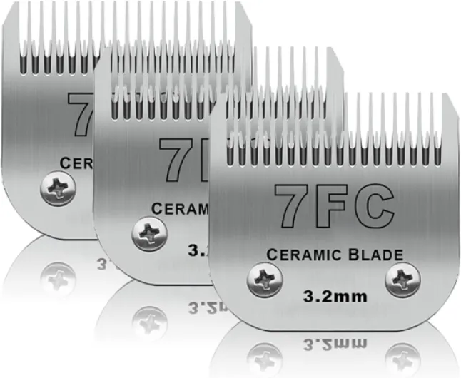 3 Pack 7FC Detachable Pet Dog Grooming Ceramic Blades,Compatible with Andis,Oster A5,Wahl KM-10 Series,Size 7FC Blade 1/8-Inch 3.2MM Cut Length 3pc 7fc:1/8''(3.2mm)
