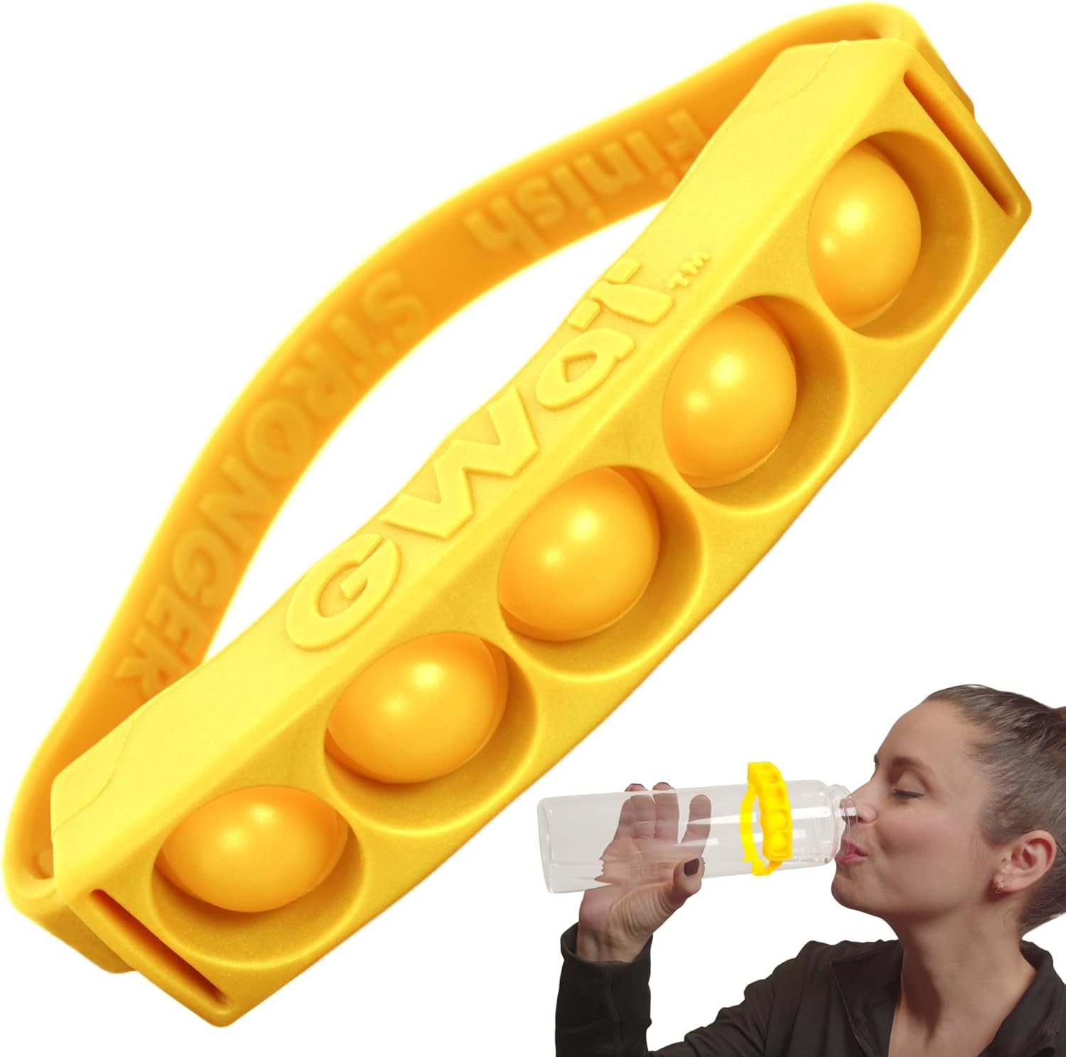 Water Bottle Hydration Tracker - Daily Water Reminder & Goal Setter - Reusable Silicone Band for Fitness, Weight Loss & Hydration Tracking Island Sun