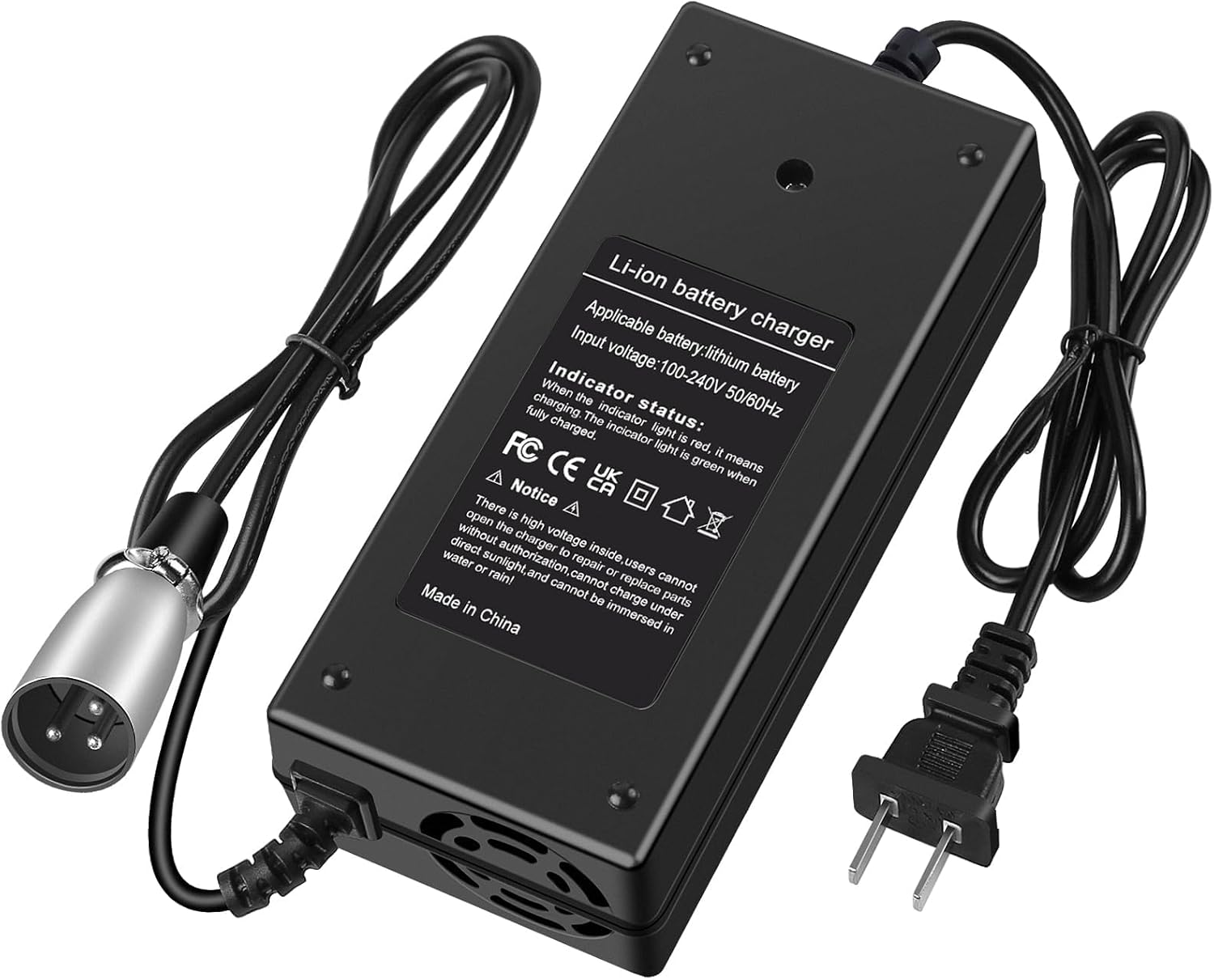 42V 2A Charger for E300 Mini Dirt MX650 650 Razor MX500, MX650, GT GT750 Schwinn S1000, S600, Ezip E1000 GoGo with Male 3-Pin XLR 36V Lithium Battery Disney Electric Battery Charger