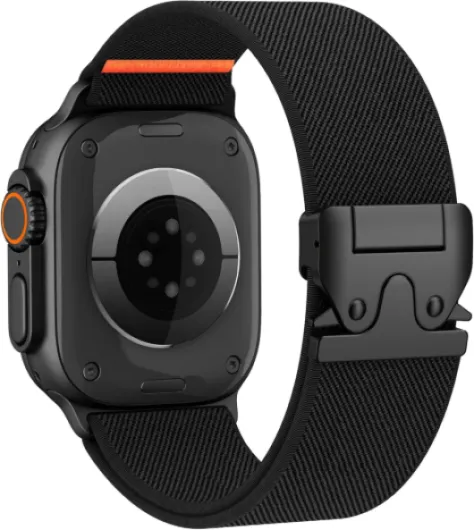 Elastic Sport Band for Apple Watch Ultra 3/2/1 Bands 49mm 46mm 45mm 44mm 42mm 41mm 40mm 38mm Men Women, Adjustable Parachute Buckle Nylon Fabric Wristband for iWatch Series 11 10 SE 9 8 7 6 5 4 3 Black 42mm(Series 3)/49mm/46mm/45mm/44mm