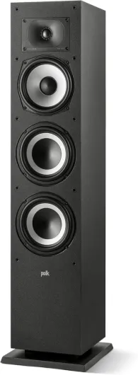 Polk Monitor XT60 Tower Speaker - Hi-Res Audio Certified, Dolby Atmos, DTS:X & Auro 3D Compatible, 1" Tweeter, 6.5" Dynamically Balanced Woofer, (2) 6.5" Passive Radiators (Single, Midnight Black) Tower Speaker (XT60)