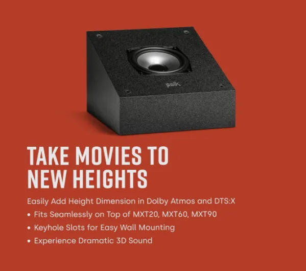 Polk Monitor XT60 Tower Speaker - Hi-Res Audio Certified, Dolby Atmos, DTS:X & Auro 3D Compatible, 1" Tweeter, 6.5" Dynamically Balanced Woofer, (2) 6.5" Passive Radiators (Single, Midnight Black) Tower Speaker (XT60)