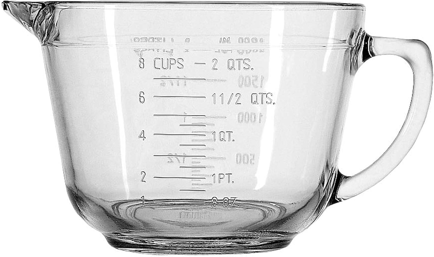 Batter Bowl, 2 Quart Glass Mixing Bowl Clear 1 Count