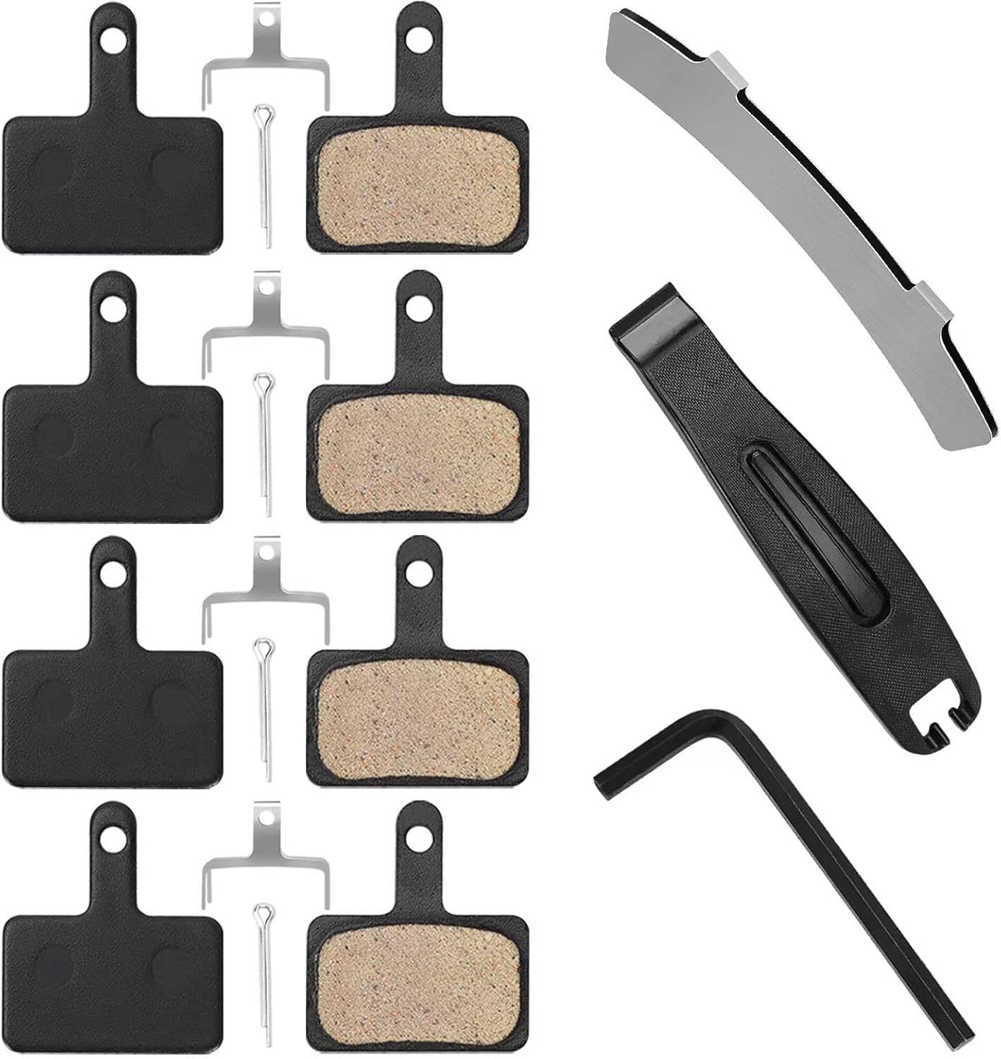 4 Pairs Bike Brake Pads,Bicycle Brake Pads with Installation Tools Compatible with Trp Tektro Shimano Brake Pads MT200 M355 M446 M315 M365,MTB Bike Disc Brake Pads Compatible with Ebike Brake Pads