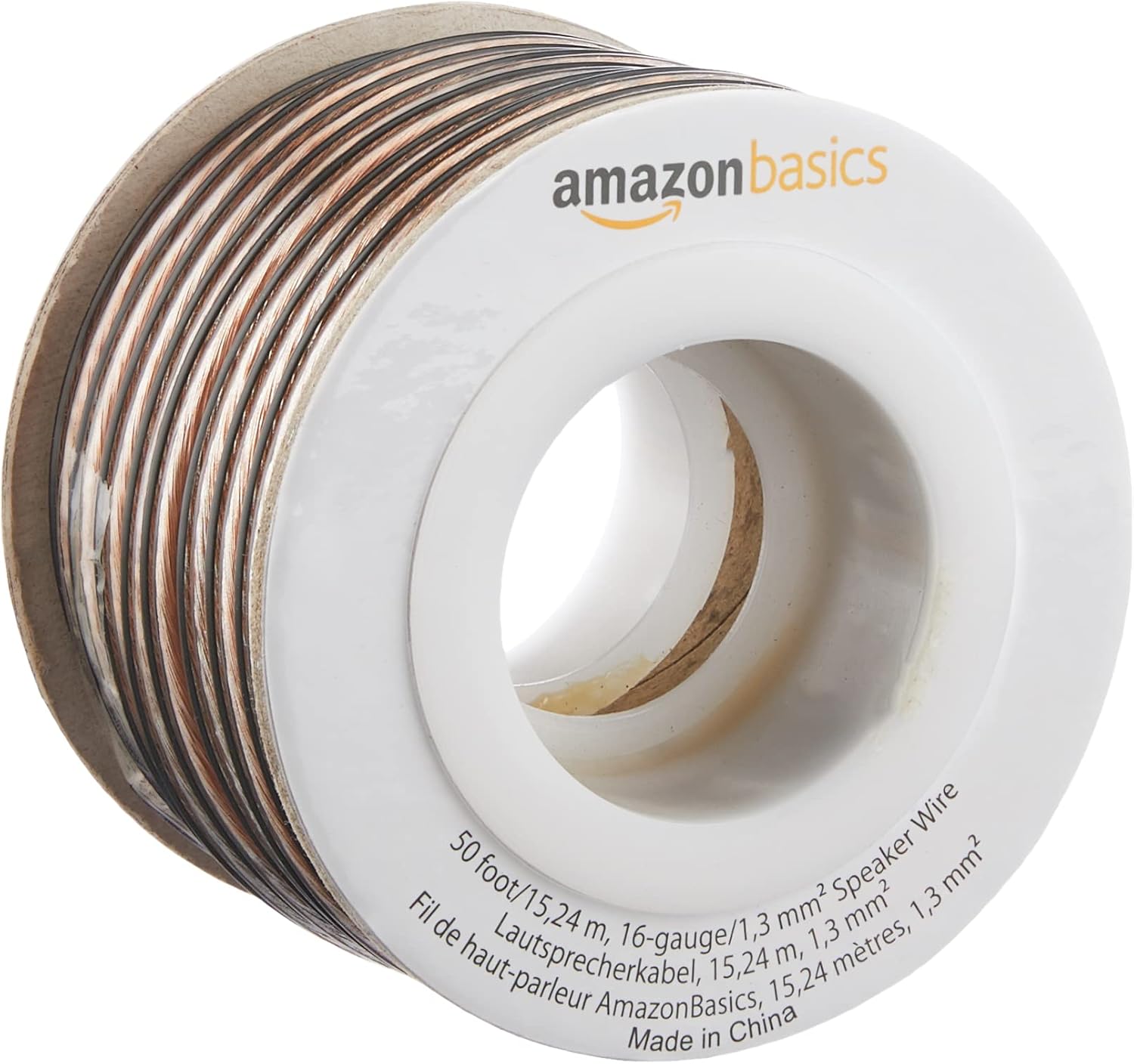 16-Gauge Speaker Wire Cable, 50 feet, Transparent 50 Feet 1-Pack