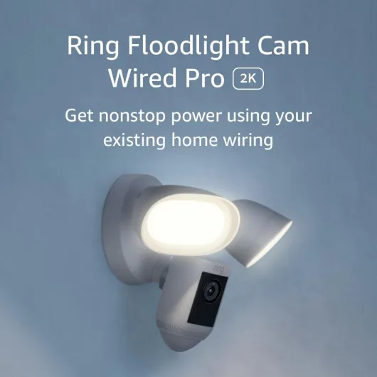 Floodlight Cam Wired Pro, Home or business security, Retinal 2K Video, Color Night Vision and Two-Way Talk with Audio+, White White 1 Camera Floodlight Cam Wired Pro Only