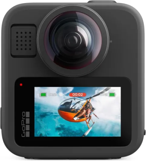 MAX2 - Waterproof 360 + Traditional Action Camera with Touch Screen, Spherical 8K Video, 29MP 360 Photos, Easy Replaceable Lenses, HyperSmooth Stabilization, 6 Microphones